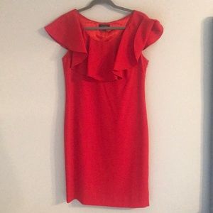 Tahari Red Ruffle Dress